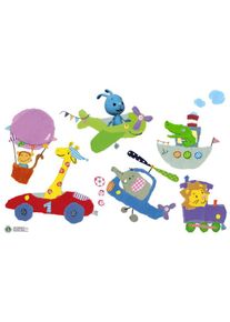 Wall-Art Wandtattoo »Flugzeug KiKANiNCHEN Auto«, (1 St.) bunt mehrfarbig