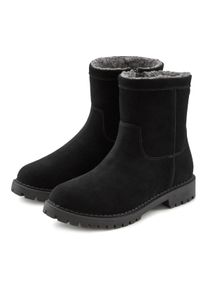 Lascana Stiefel, Boots Winterstiefel Aus Leder mit Warmfutter Und Profilsohle Schwarz, Größe 37