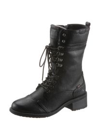 Mustang Shoes Schnürstiefelette, mit Fleecefutter schwarz 40 Klassische Stiefelette mit Schnürung um den Schaft