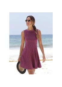 Beach Time BEACHTIME Strandkleid, mit Alloverdruck weiß 38 N-Gr bordeaux-weiß Hoher Rundhalsausschnitt