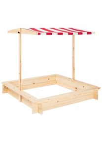 Sandkasten »Leonie«, 120x120 cm, mit Dach , rot , Pinolino® , holzfarben/rot/weiss