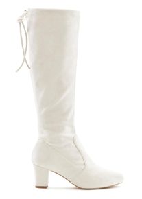 Lascana Stiefel, Aus Elastischem Stretchmaterial mit Langschaft Und Blockabsatz Vegan Beige, Größe 40