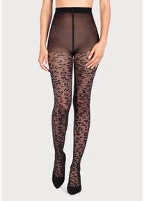 Petite Fleur Gold Feinstrumpfhose, 20 Den, mit Animal Muster Schwarz, Größe 36/38
