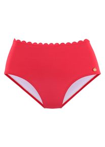 Lascana Highwaist-Bikini-Hose -Scallop, mit Gelaserter Wellenkante Rot, Größe 38