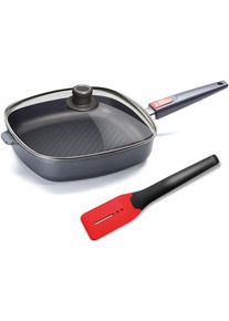 WOLL MADE IN GERMANY Pfannen-Set »Nowo«, Aluminiumguss, (3 tlg., 1 Grillpfanne 1 Glasdeckel 1 Grillzange), 28 cm eckig, abnehmbarer Griff, ohne...