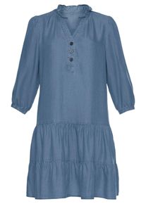 Lascana Jeanskleid, mit Rüsche Am Kragen Blau, Größe 44/46