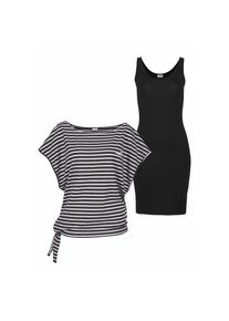 Kangaroos , Jerseykleid, (Set, 2 tlg., mit T-Shirt), f&uuml;r einen sommerlichen Kombi-Look , schwarz-weiss , N-Gr , schwarz, grau-weiss-gestreift ,...