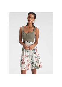 Melrose Sommerkleid, mit Reißverschluss-Detail bunt 40 N-Gr khaki-rosa-geblümt Süßes Jerseykleid von Melrose