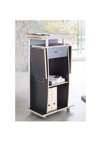 Sekretär »0469«, Stehpult mit Rollen, Home office Schreibtisch , grau , Germania , made_in_germany , anthrazit