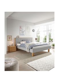 Hasena Polsterbett »Noah«, Fußfarbe eiche bianco, Komforthöhe, Fußhöhe 25 cm grau Pepe Grey