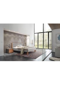Hasena Polsterbett »Noah«, Fußfarbe Kernbuche, Komforthöhe, Fußhöhe 20 cm grau Pepe Grey