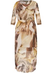 Lecomte Chiffonkleid, Mit Glitzereffekt an den Bündchen braun 48 N-Gr braun-gelb Chiffonkleid mit dekorativem Druck von Lecomte