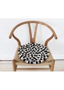 WOOLDOT Sitzkissen »Mixed Color«, (6 St.), rund, Filzkugel-Teppich, reine Wolle, auch als Set bestellbar schwarz-weiß weiß/schwarz + gemustert