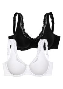 Petite Fleur Bügel-Bh, Packung, 2 Stück, mit Tragevariante Neckholder, Basic Dessous Schwarzweiss, Größe 80