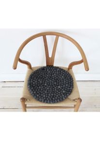 WOOLDOT Sitzkissen »Uni Color«, (6 St.), rund, Filzkugel-Teppich, reine Wolle, auch als Set bestellbar grau anthrazit + meliert