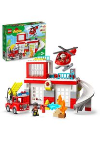 Lego® Konstruktionsspielsteine »Feuerwehrwache mit Hubschrauber (10970), Lego® DUPLO«, (117 St.), mit Sirenen und Licht; Made in Europe