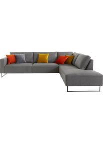 Ecksofa »Jagger«, inklusive Zierkissen in Samtoptik, mit Metall Beinen , grau , Places of Style , hellgrau