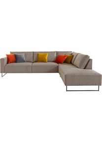 Ecksofa »Jagger«, inklusive Zierkissen in Samtoptik, mit Metall Beinen , beige , Places of Style , cream