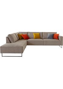 Ecksofa »Jagger«, inklusive Zierkissen in Samtoptik, mit Metall Beinen , beige , Places of Style , cream