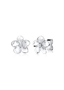 Elli DIAMONDS Paar Ohrstecker »Frangipani Blüte Diamant Blume 925 Silber« weiß Weiß + weiß Diamant Ohrringe aus 925er Silber rhodiniert