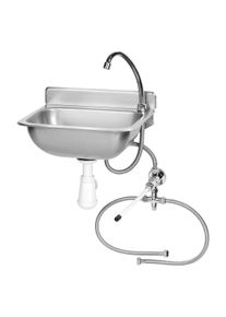 ich-zapfe Ausgussbecken, Handwaschbecken Gastro, mit Kniebedienung, Edelstahl, 375x310x190 mm