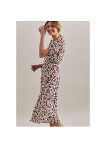 Seidensticker Sommerkleid »Schwarze Rose«, Kurzarm Rundhals Floral beige 38 Normalgrößen Ecru Passform: Oversized fit