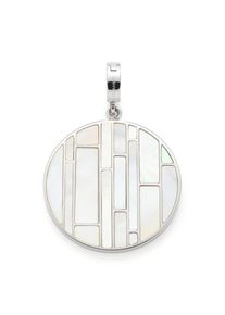 Leonardo Charm-Einhänger »Shalina Clip&Mix, 021793«, mit Perlmutt weiß edelstahlfarben-perlmuttfarben Kreisrunder Charm-Anhänger mit geometrischem...