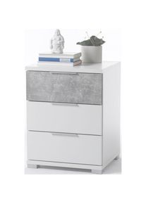 Nachtkommode, mit 3 Schubk&auml;sten , grau , Schlafkontor , weiss/betonfarben