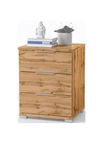 Nachtkommode, mit 3 Schubk&auml;sten , braun , Schlafkontor , wildeichefarben