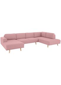 Wohnlandschaft &raquo;Lasse&laquo;, im scandinavischem Stil mit Holzf&uuml;ssen , rosa , Home Affaire , ros&eacute;