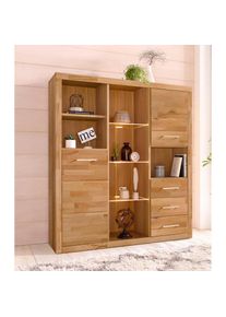 Highboard &raquo;Ribe&laquo;, Breite 130 cm mit 2 Holzt&uuml;ren , beige , Woltra , Kernbuche teilmassiv