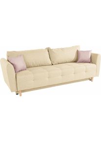 Schlafsofa »Nordic«, inklusive Bettkasten und Zierkissen , beige , Inosign