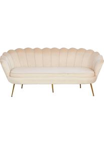 3-Sitzer »Clam«, weiches Samtvelours, in trendigem Muscheldesign , beige , Salesfever , Beige/Goldfarben