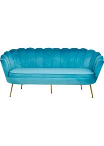3-Sitzer »Clam«, weiches Samtvelours, in trendigem Muscheldesign , blau , Salesfever , Blau/Goldfarben
