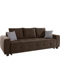 Schlafsofa, mit Bettfunktion und Bettkasten, inkl. loser Rücken- und Zierkissen , braun , Collection AB , dunkelbraun