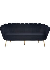 3-Sitzer »Clam«, weiches Samtvelours, in trendigem Muscheldesign , goldfarben , Salesfever , Schwarz/Goldfarben