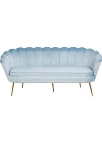 3-Sitzer »Clam«, weiches Samtvelours, in trendigem Muscheldesign , grau , Salesfever , Hellgrau/Goldfarben