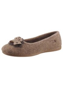 THIES Hausschuh, mit Blumenapplikation grau 39 taupe-meliert Zum Schlupfen