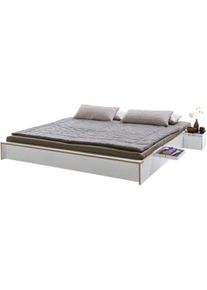 Müllermöbel Bettgestell »FLAI«, ohne Kopfteil in 4 Breiten, klassische Höhe 34 cm , weiss , Müller SMALL LIVING , weiss mit Birkenkante