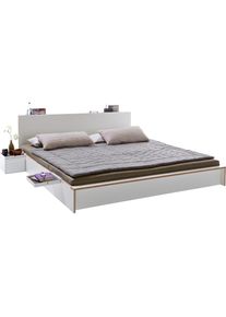 Müllermöbel Bettgestell »FLAI«, mit Kopfteil in 4 Breiten, klassische Höhe 34 cm , weiss , Müller SMALL LIVING , weiss mit Birkenkante