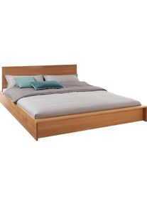 Müllermöbel Bettgestell »FLAI«, mit Kopfteil in 4 Breiten, klassische Höhe 34 cm , braun , Müller SMALL LIVING , Eiche massiv