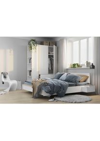 Müllermöbel Bettgestell »FLAI«, mit Kopfteil in 4 Breiten, klassische Höhe 34 cm , weiss , Müller SMALL LIVING , weiss mit Birkenkante