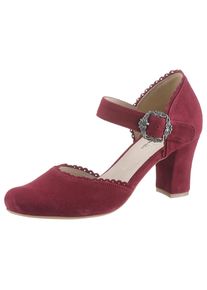 Hirschkogel Pumps, Damen, mit Metallschnalle rot 39 bordeaux Trachtenschuh mit Riemchen und dekorativer Metallschnalle
