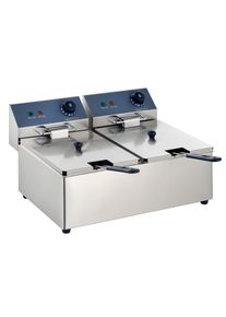 GastroHero Elektro-Doppel-Fritteuse ECO 6+6 Liter, Gastro Fritteuse, 2 Becken, 230 V, inkl. 2 Frittierk&ouml;rbe, Edelstahl / Friteuse