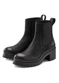 Lascana Stiefelette, Chelsea Boots Aus Leder mit Modischem Blockabsatz Schwarz, Größe 38