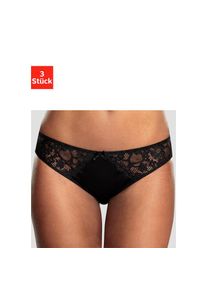 Petite Fleur , Slip, (3 St.), mit leicht transparenter Jacquardspitze an den Seiten , schwarz , Attraktives 3er-Pack mit Slips