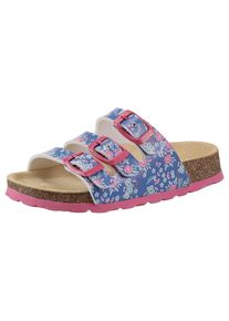 Superfit Hausschuh »FUSSBETTPANTOFFEL«, mit schönem Print blau 24 hellblau-Blüten Pantolette mit 3 Schnallenverschluss