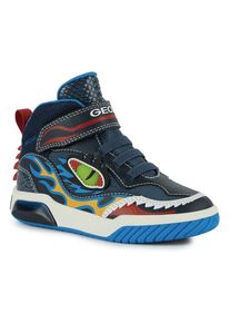 Geox Sneaker »Blinkschuh J INEK BOY«, blinkt beim laufen blau 27 navy-hellblau Cooler High-Top Sneaker mit Gummizug und Klettriegel
