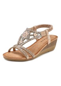 Lascana Sandalette, mit Elastikriemen und dezentem Keilabsatz und elastischem Riemen rosegold 40 roségoldfarben Angenehme Absatzhöhe