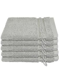 Schiesser Waschhandschuh »Frottier-Set Milano, 5x Stück«, (5 tlg.), mit Webbordüre silberfarben
